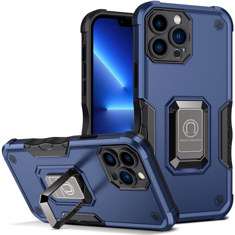 For iPhone 13 Pro Max Ring Holder Non-slip Armor Phone Case