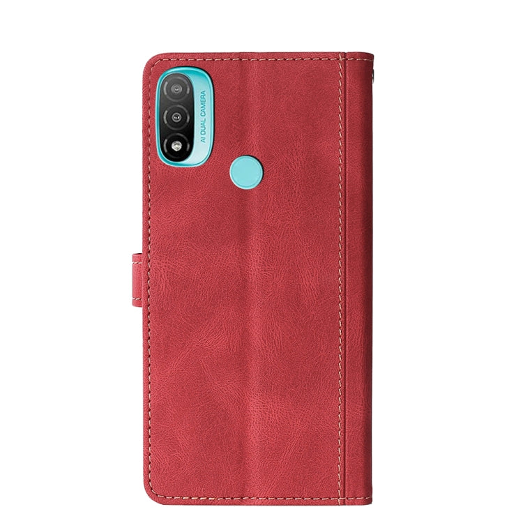 For Motorola Moto E20 Stitching Skin Feel Magnetic Buckle PU Leather Phone Case