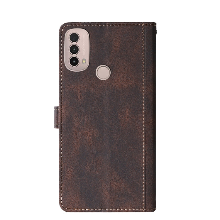 For Motorola Moto E40 Stitching Skin Feel Magnetic Buckle PU Leather Phone Case