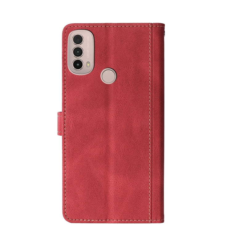 For Motorola Moto E40 Stitching Skin Feel Magnetic Buckle PU Leather Phone Case