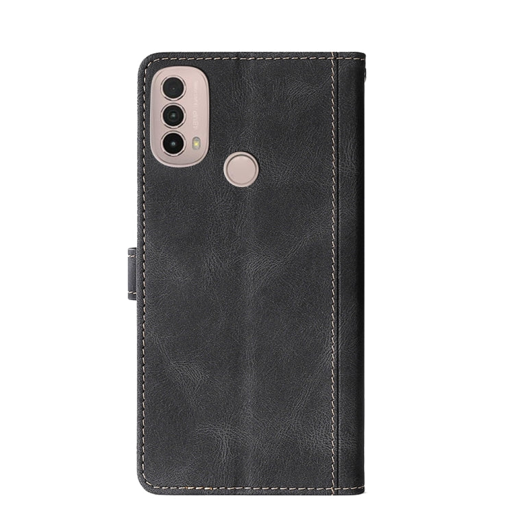 For Motorola Moto E40 Stitching Skin Feel Magnetic Buckle PU Leather Phone Case