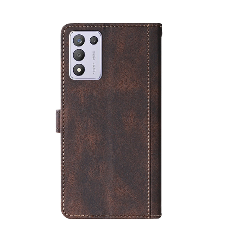 For OPPO K9s / Realme Q3s Stitching Skin Feel Magnetic Buckle PU Leather Phone Case