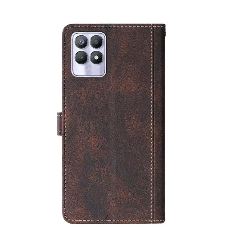 For OPPO Realme 8i Stitching Skin Feel Magnetic Buckle PU Leather Phone Case