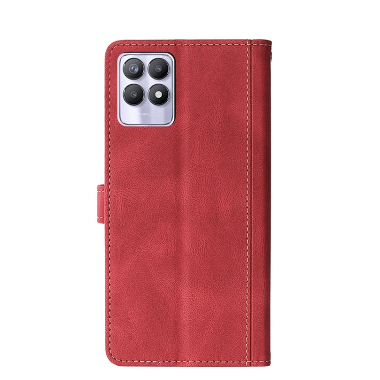 For OPPO Realme 8i Stitching Skin Feel Magnetic Buckle PU Leather Phone Case