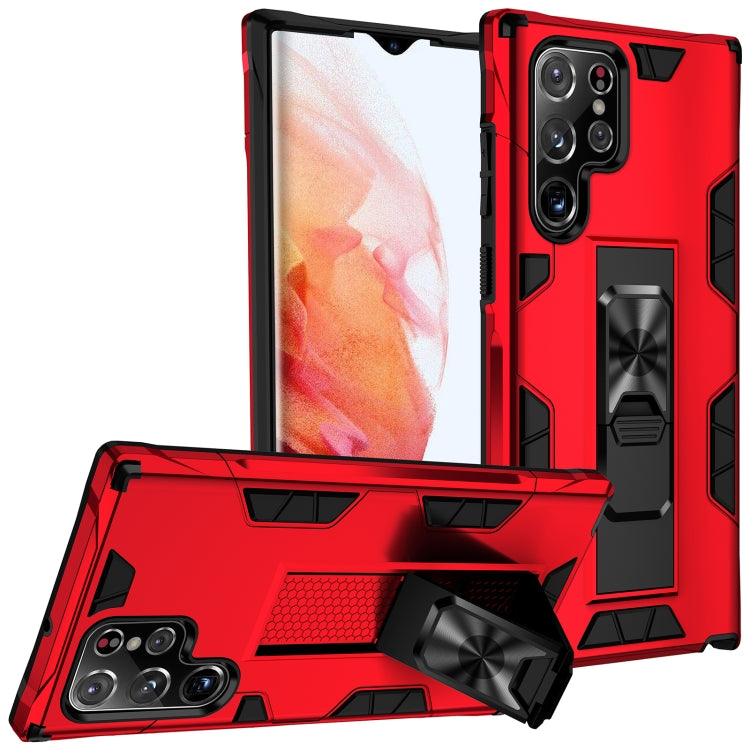 For Samsung Galaxy S22 Ultra 5G Soldier Armor TPU + PC Magnetic Phone Case