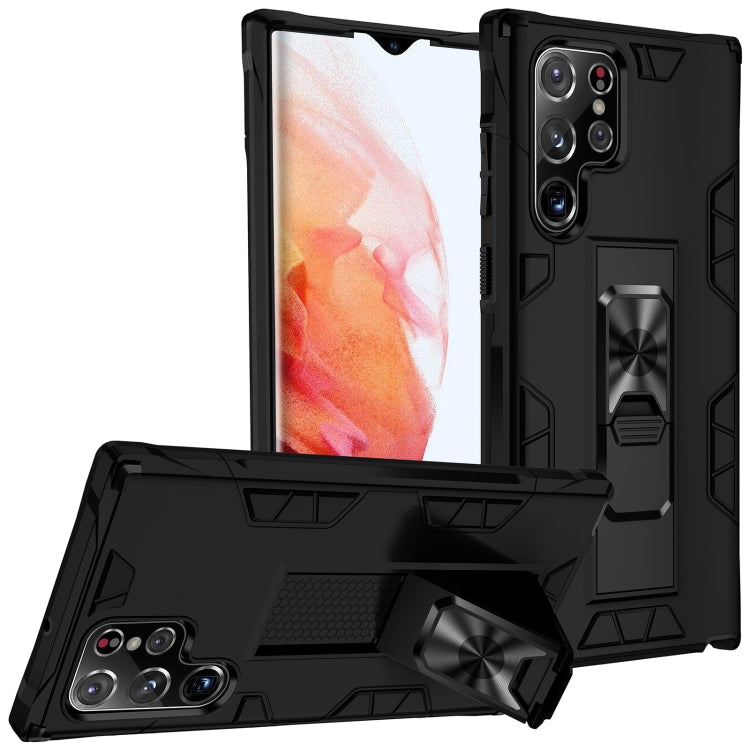 For Samsung Galaxy S22 Ultra 5G Soldier Armor TPU + PC Magnetic Phone Case