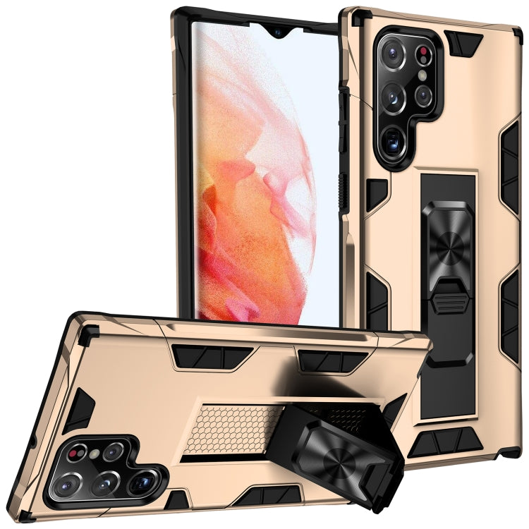 For Samsung Galaxy S22 Ultra 5G Soldier Armor TPU + PC Magnetic Phone Case