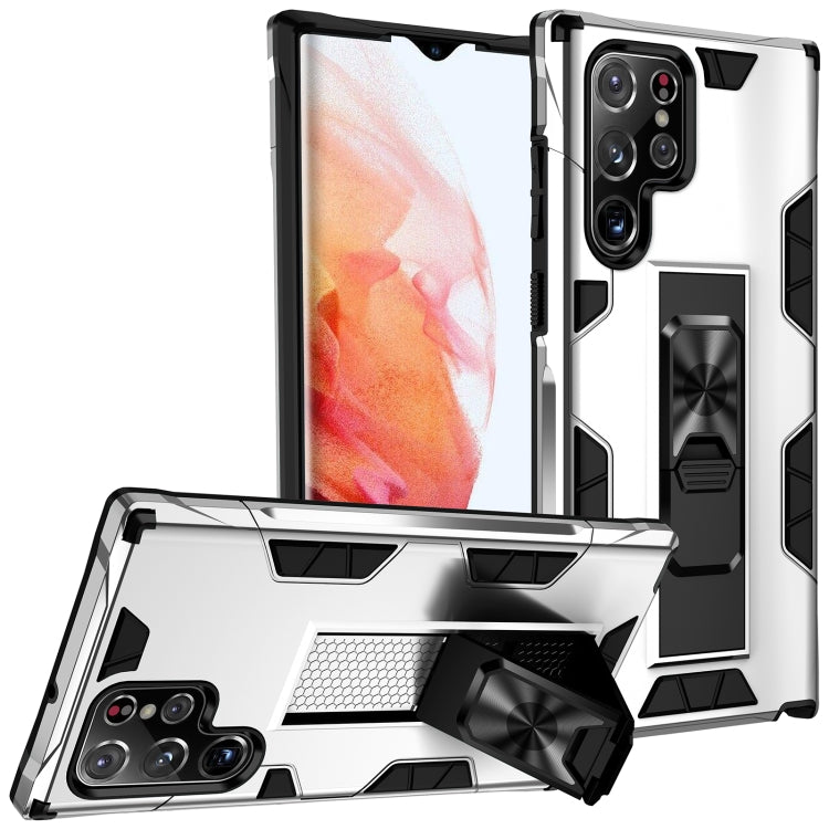 For Samsung Galaxy S22 Ultra 5G Soldier Armor TPU + PC Magnetic Phone Case