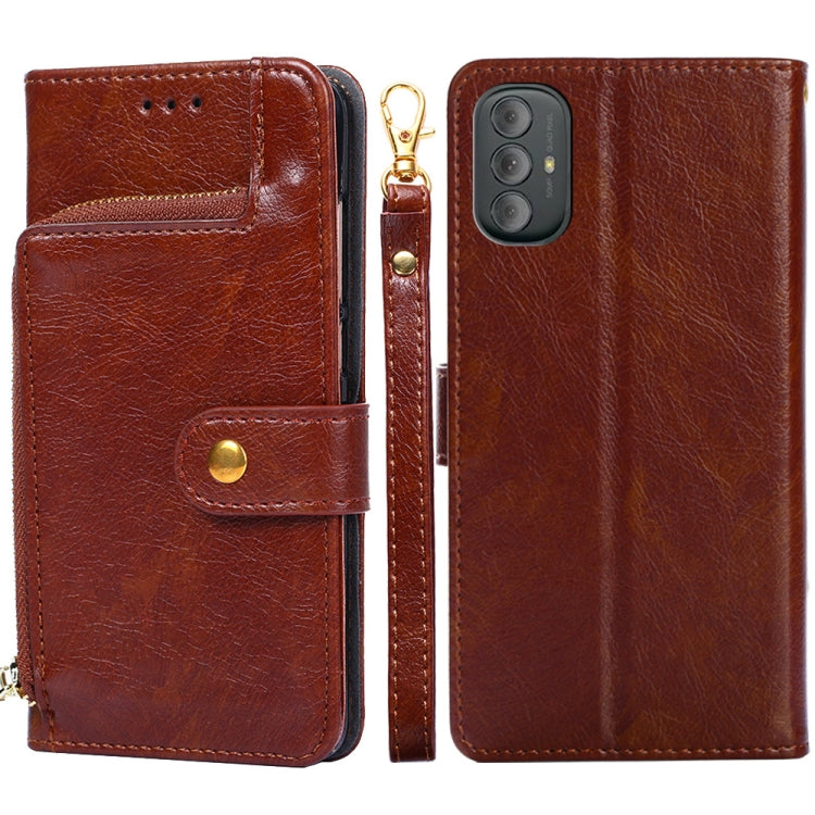 For Motorola Moto G Power 2022 Zipper Bag Leather Phone Case