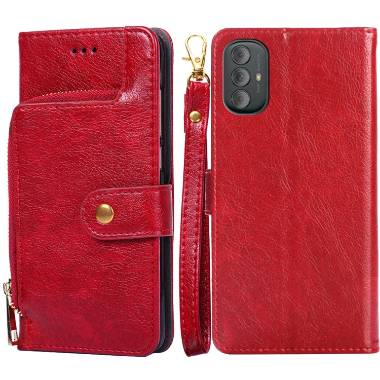 For Motorola Moto G Power 2022 Zipper Bag Leather Phone Case