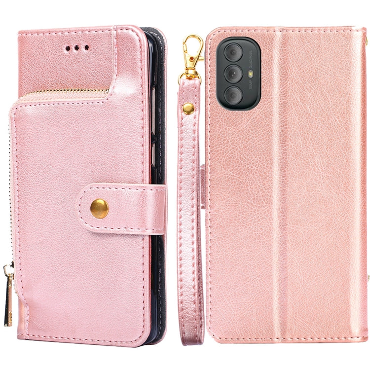 For Motorola Moto G Power 2022 Zipper Bag Leather Phone Case