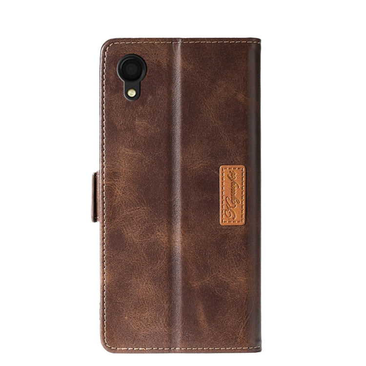 For Samsung Galaxy A22 5G JP Version Contrast Color Side Buckle Leather Phone Case