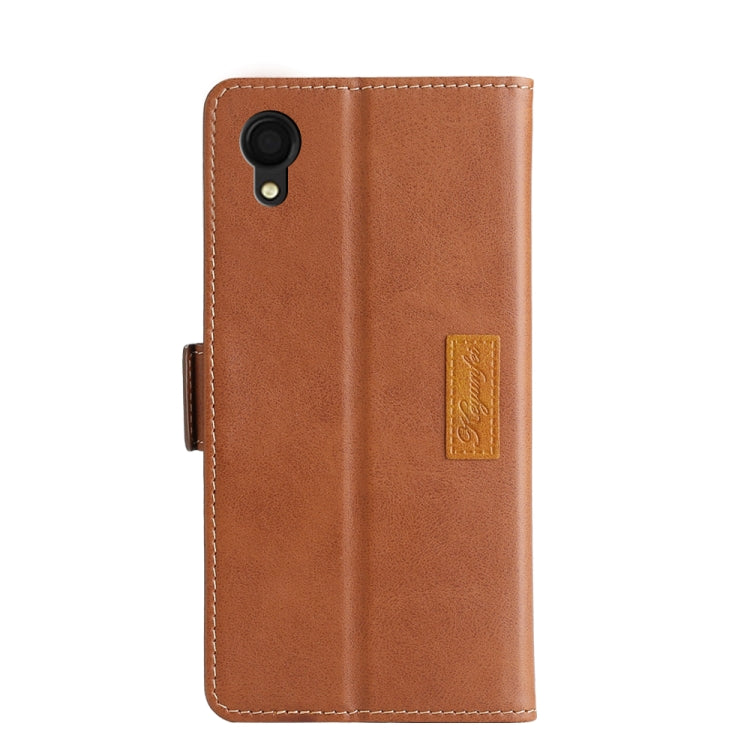 For Samsung Galaxy A22 5G JP Version Contrast Color Side Buckle Leather Phone Case