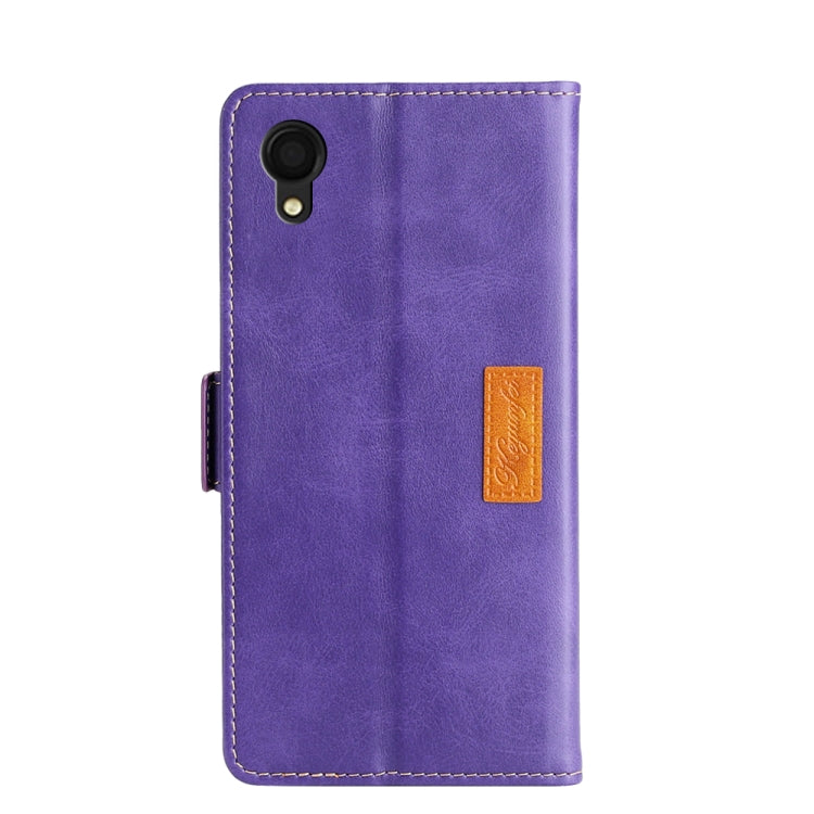 For Samsung Galaxy A22 5G JP Version Contrast Color Side Buckle Leather Phone Case