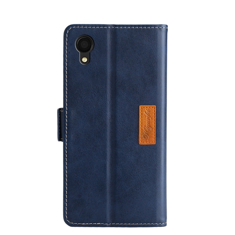 For Samsung Galaxy A22 5G JP Version Contrast Color Side Buckle Leather Phone Case
