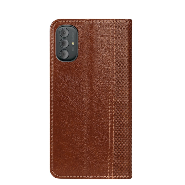 For Motorola G Power 2020 Grid Texture Magnetic PU + TPU Leather Phone Case