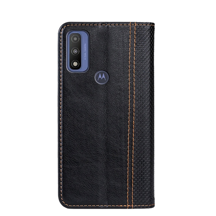 For Motorola G Pure Grid Texture Magnetic PU + TPU Leather Phone Case