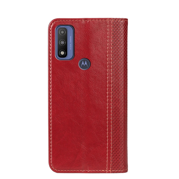 For Motorola G Pure Grid Texture Magnetic PU + TPU Leather Phone Case
