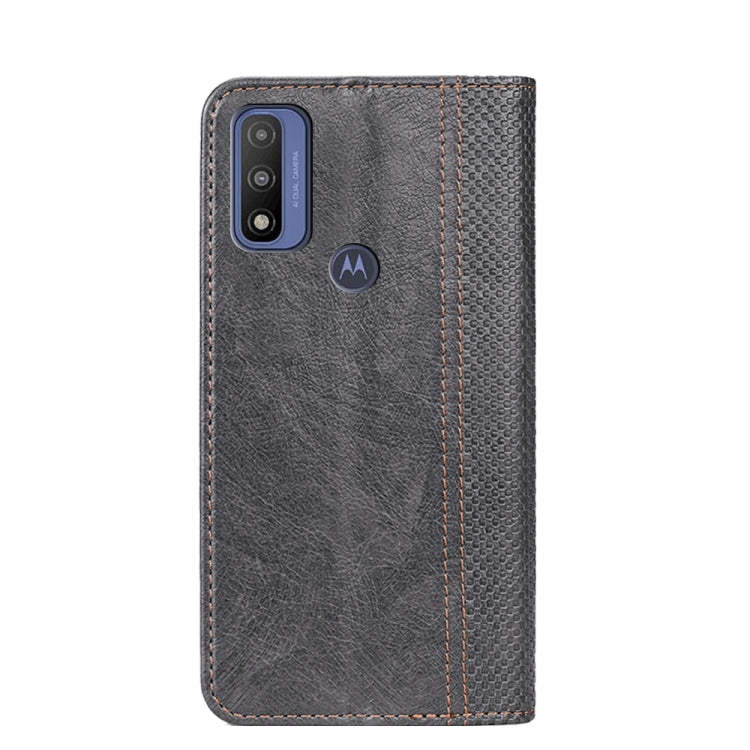 For Motorola G Pure Grid Texture Magnetic PU + TPU Leather Phone Case