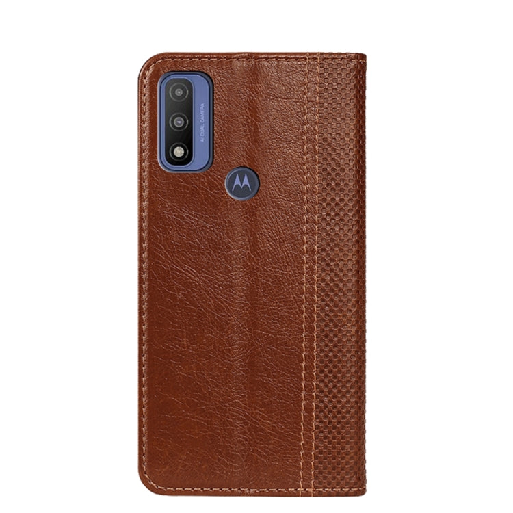 For Motorola G Pure Grid Texture Magnetic PU + TPU Leather Phone Case