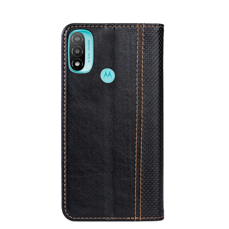 For Motorola Moto E20 Grid Texture Magnetic PU + TPU Leather Phone Case