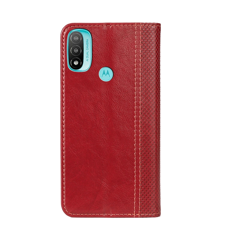 For Motorola Moto E20 Grid Texture Magnetic PU + TPU Leather Phone Case