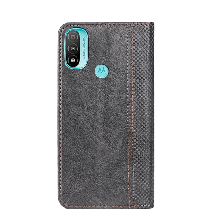 For Motorola Moto E20 Grid Texture Magnetic PU + TPU Leather Phone Case