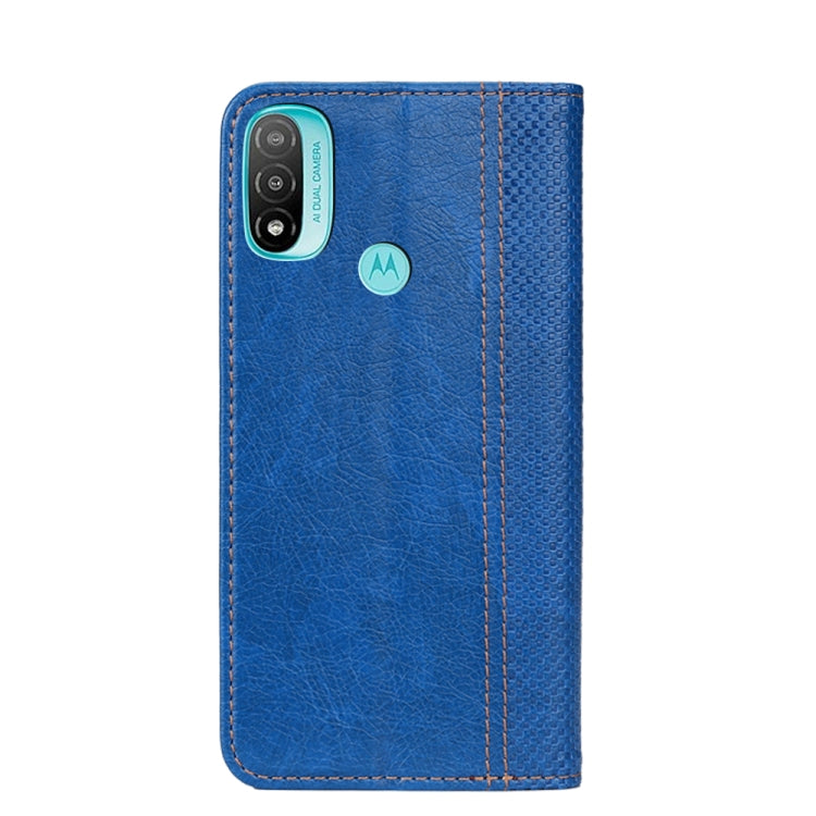 For Motorola Moto E20 Grid Texture Magnetic PU + TPU Leather Phone Case