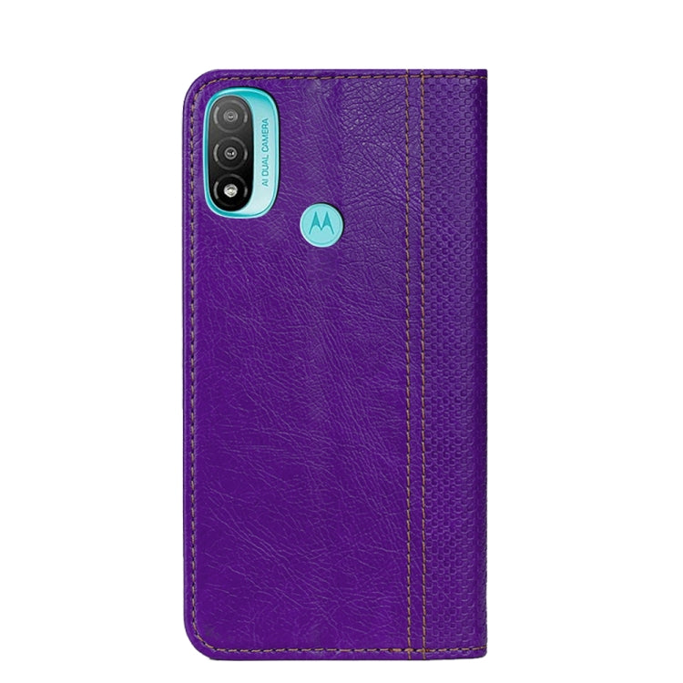 For Motorola Moto E20 Grid Texture Magnetic PU + TPU Leather Phone Case