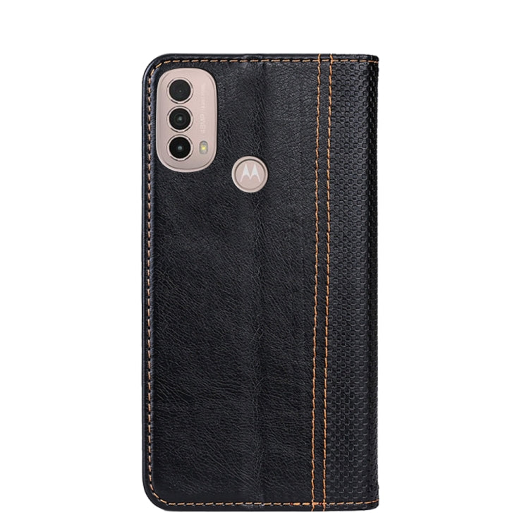 For Motorola Moto E40 Grid Texture Magnetic PU + TPU Leather Phone Case