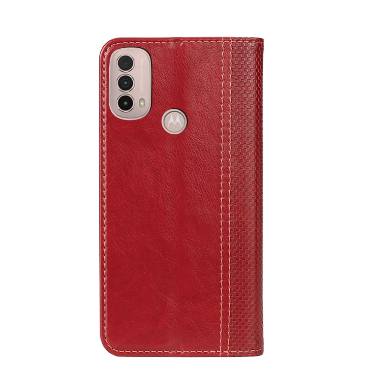 For Motorola Moto E40 Grid Texture Magnetic PU + TPU Leather Phone Case