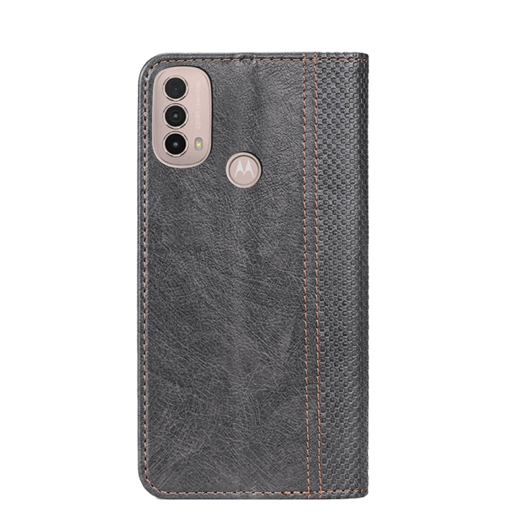 For Motorola Moto E40 Grid Texture Magnetic PU + TPU Leather Phone Case