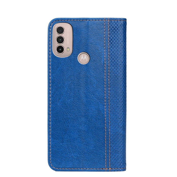 For Motorola Moto E40 Grid Texture Magnetic PU + TPU Leather Phone Case