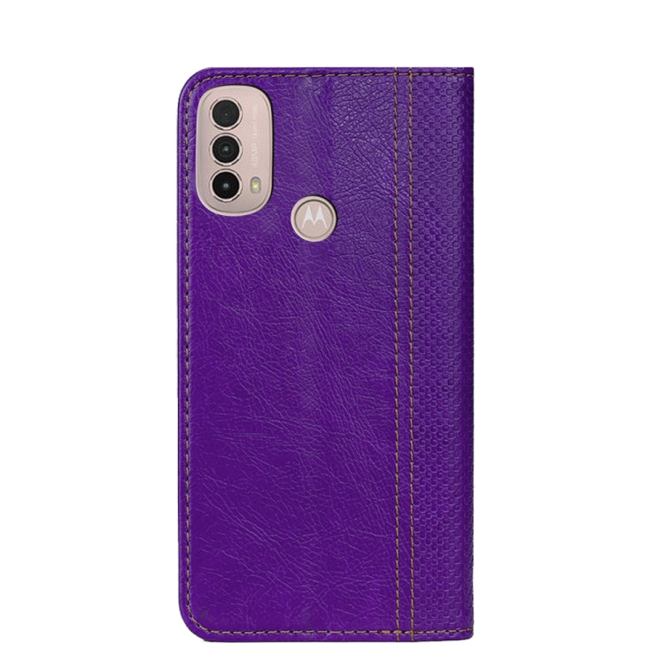 For Motorola Moto E40 Grid Texture Magnetic PU + TPU Leather Phone Case