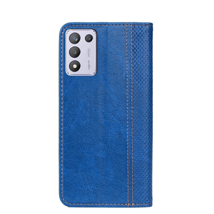 For OPPO K9S / Realme Q3S Grid Texture Magnetic PU + TPU Leather Phone Case