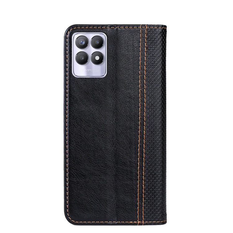 For OPPO Realme 8i Grid Texture Magnetic PU + TPU Leather Phone Case