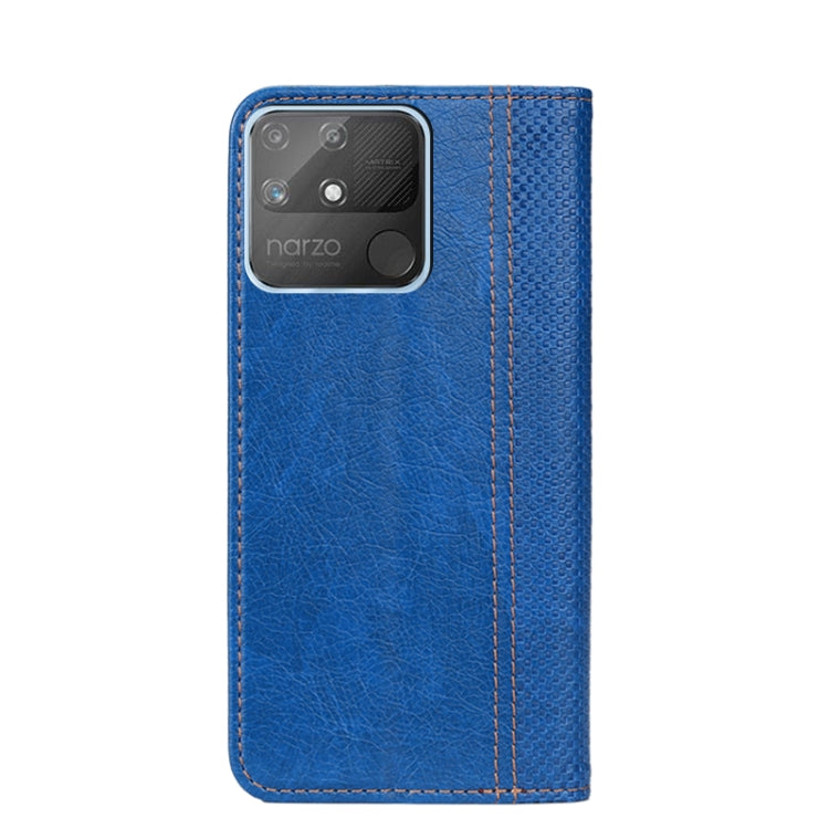 For OPPO Realme Narzo 50A Grid Texture Magnetic PU + TPU Leather Phone Case