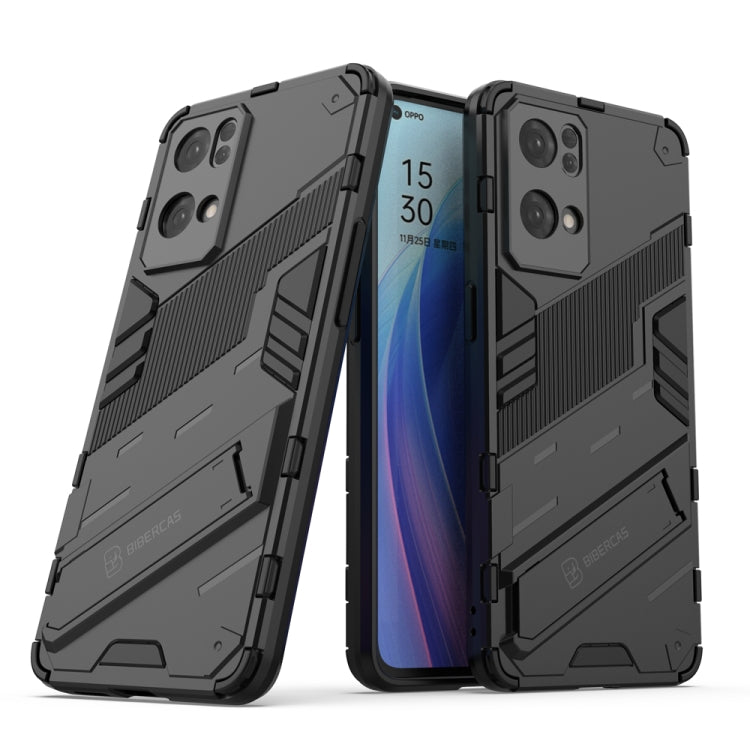 For OPPO Reno7 Pro 5G Punk Armor 2 in 1 PC + TPU Shockproof Phone Case with Invisible Holder