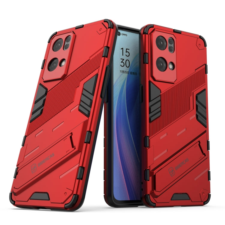 For OPPO Reno7 Pro 5G Punk Armor 2 in 1 PC + TPU Shockproof Phone Case with Invisible Holder