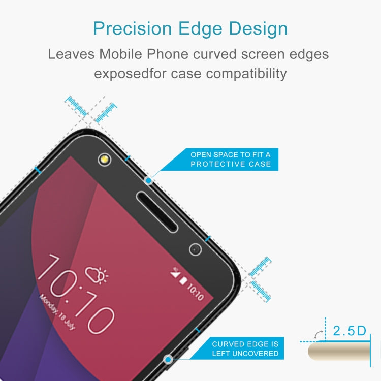 50 PCS 0.26mm 9H 2.5D Tempered Glass Film For Alcatel Pixi 4 5.0 4G / 5045