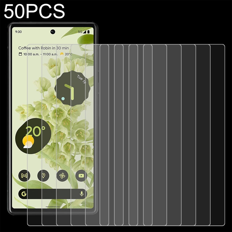 50 PCS 0.26mm 9H 2.5D Tempered Glass Film For Google Pixel 6a