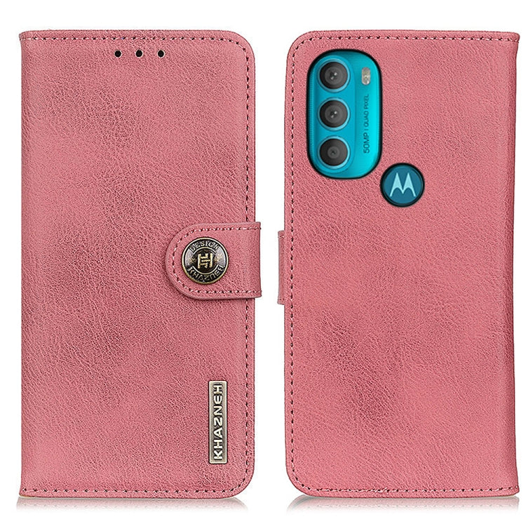 For Motorola Moto G71 5G KHAZNEH Cowhide Texture Horizontal Flip Leather Phone Case