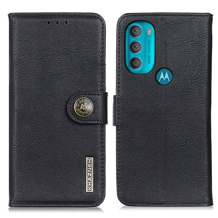 For Motorola Moto G71 5G KHAZNEH Cowhide Texture Horizontal Flip Leather Phone Case