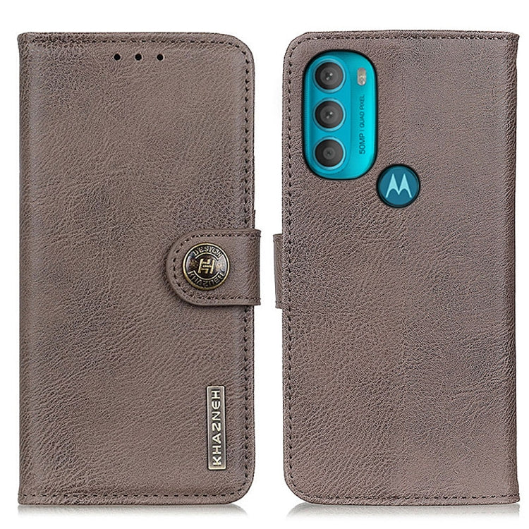 For Motorola Moto G71 5G KHAZNEH Cowhide Texture Horizontal Flip Leather Phone Case