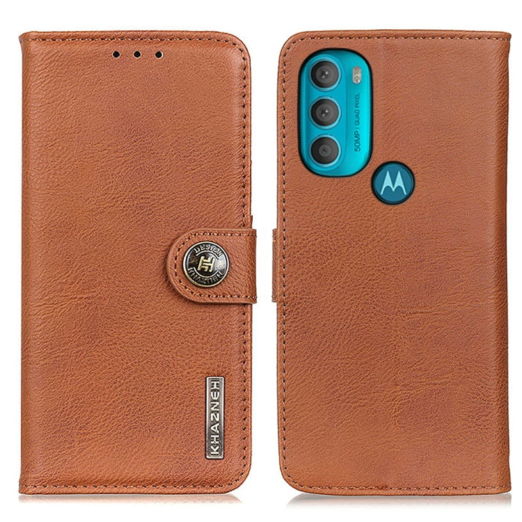 For Motorola Moto G71 5G KHAZNEH Cowhide Texture Horizontal Flip Leather Phone Case