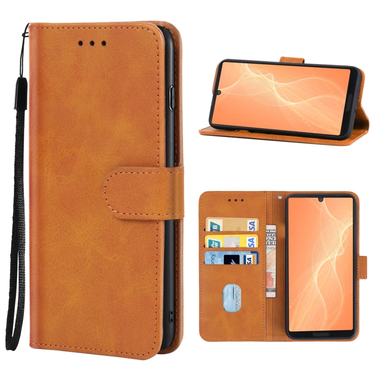 For Sharp Aquos Sense 4 Leather Phone Case