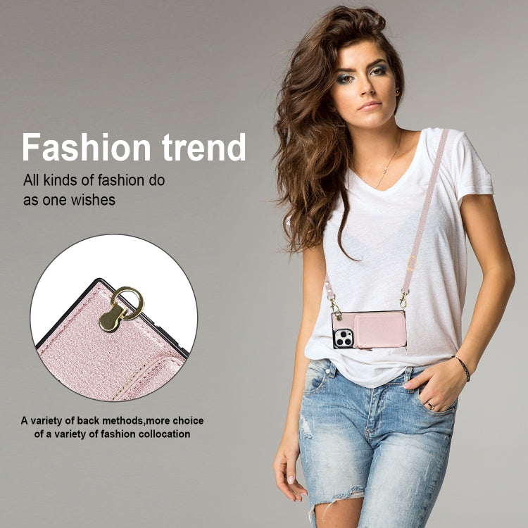 For iPhone 13 Pro Cross-body Zipper Big Wallet Bag Square TPU + PU Back Phone Case with Holder