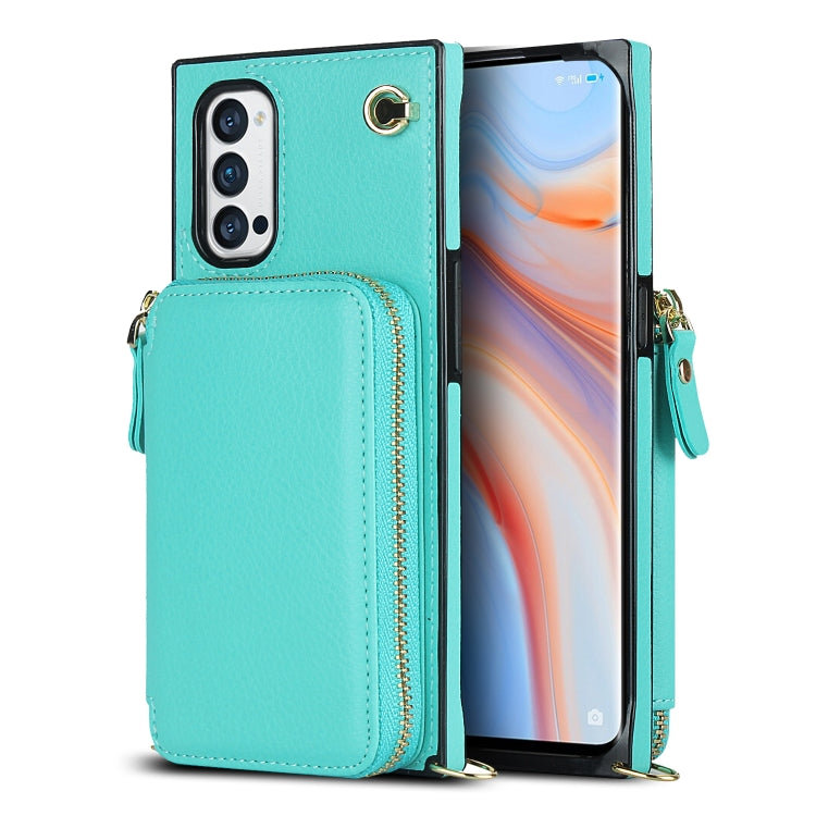 For OPPO Reno4 Pro Cross-body Zipper Big Wallet Bag Square TPU + PU Back Phone Case with Holder
