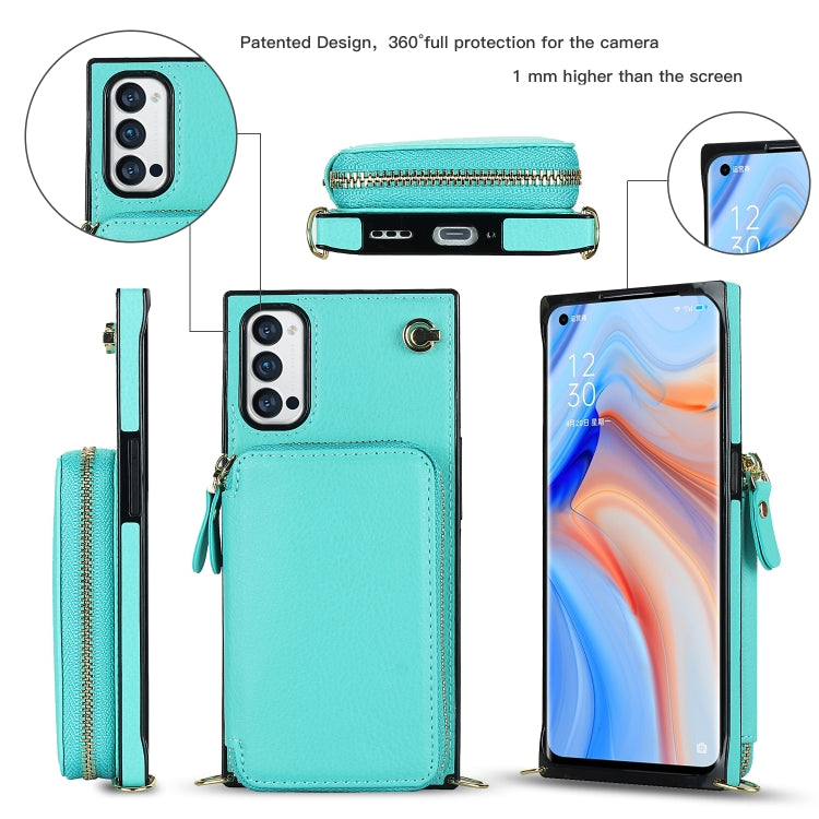 For OPPO Reno4 Pro Cross-body Zipper Big Wallet Bag Square TPU + PU Back Phone Case with Holder