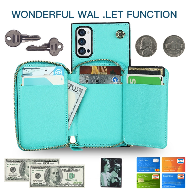 For OPPO Reno4 Pro Cross-body Zipper Big Wallet Bag Square TPU + PU Back Phone Case with Holder